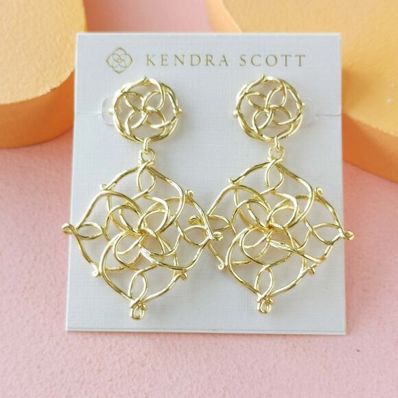 Kendra Scott - Kelly Gold Statement Earrings - NEW - Picture 1 of 3